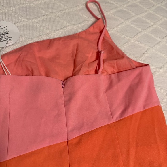 NEW Petal & Pup Xiomar One Shoulder Midi Dress Orange Pink Size US 8 Cocktail - Picture 7 of 11